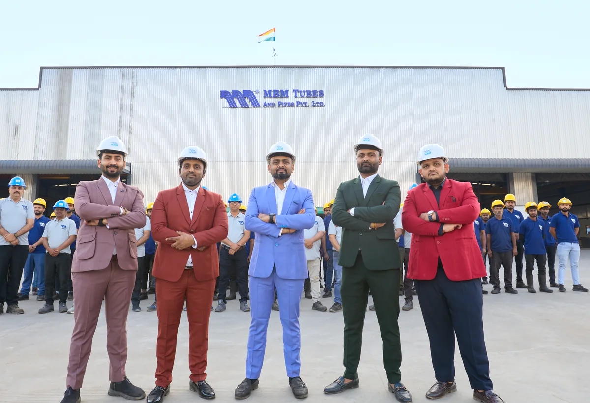 The directors and workforce of MBM Tubes and Pipes Pvt. Ltd. outside the plant
